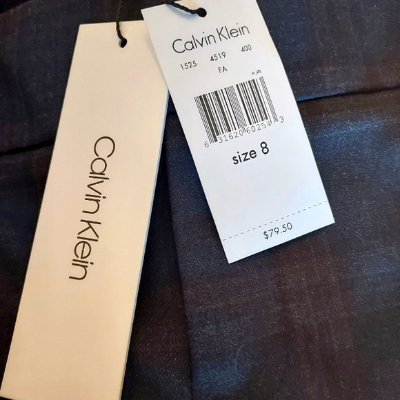Calvin Klein Poly/Rayon Blend Plaid Tapered Ankle Pants. NWT. - Picture 9 of 13